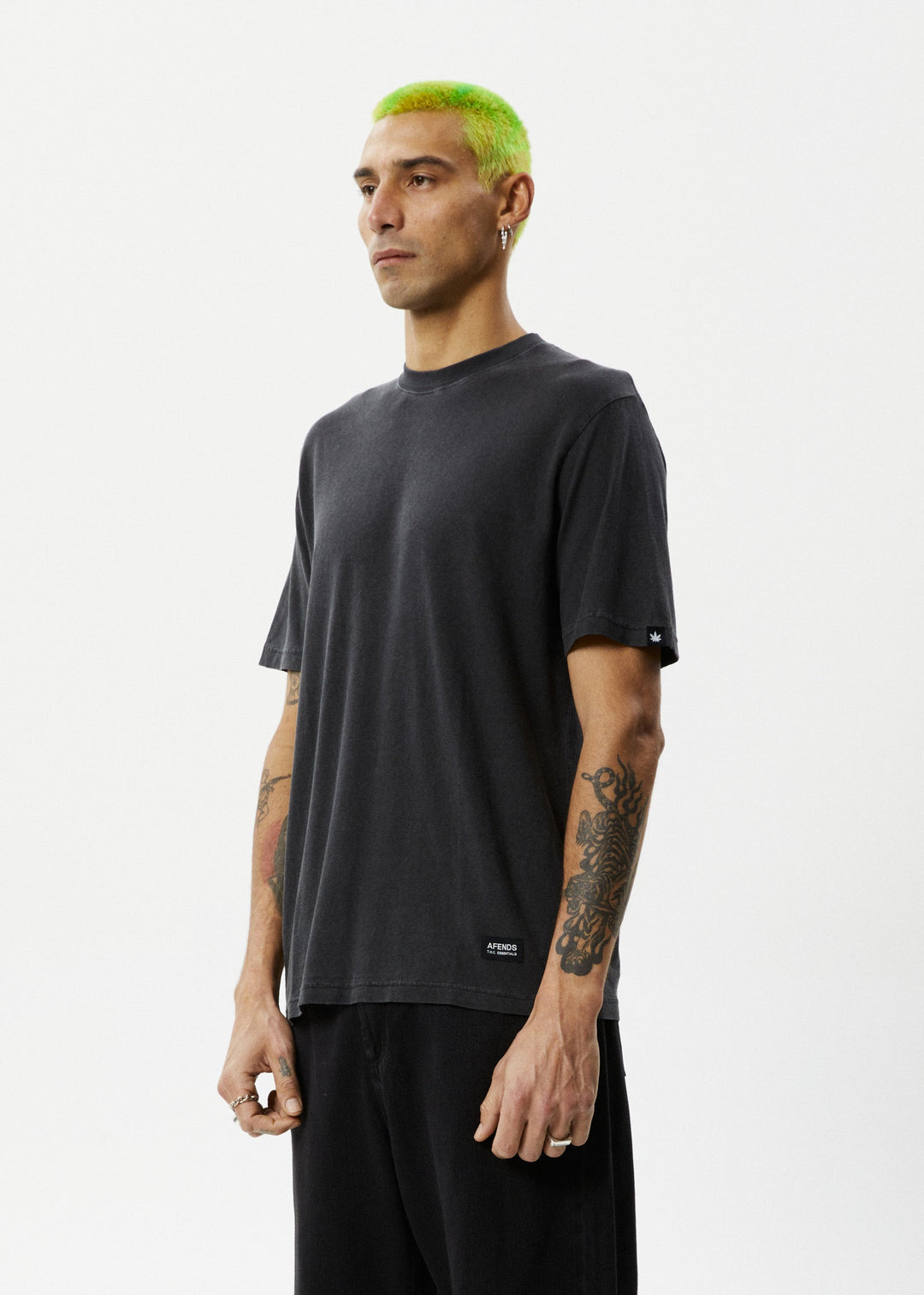 AFENDS Mens Classic - Hemp Retro T-Shirt - Stone Black - Sustainable Clothing - Streetwear