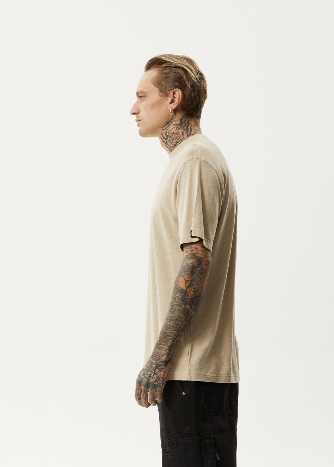 AFENDS Mens Classic - Hemp Retro T-Shirt - Taupe - Sustainable Clothing - Streetwear