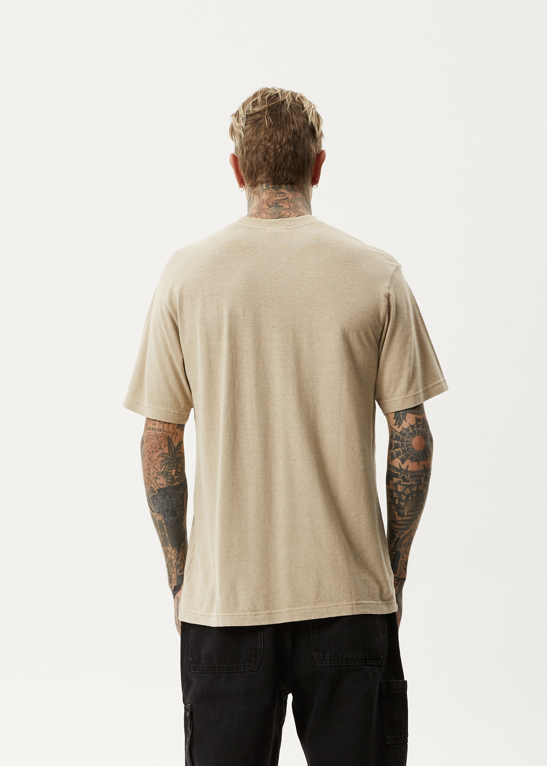 AFENDS Mens Classic - Hemp Retro T-Shirt - Taupe - Sustainable Clothing - Streetwear