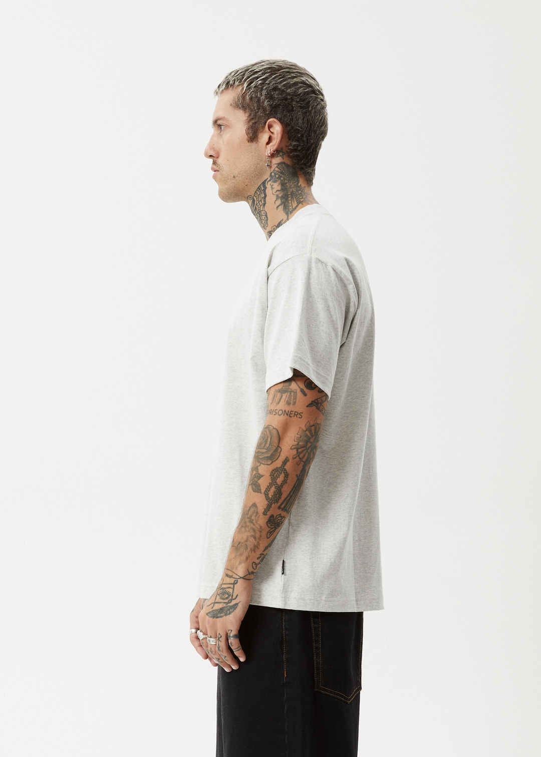 AFENDS Mens Genesis - Heavy Weight Boxy Fit Tee - Grey Marle - Sustainable Clothing - Streetwear