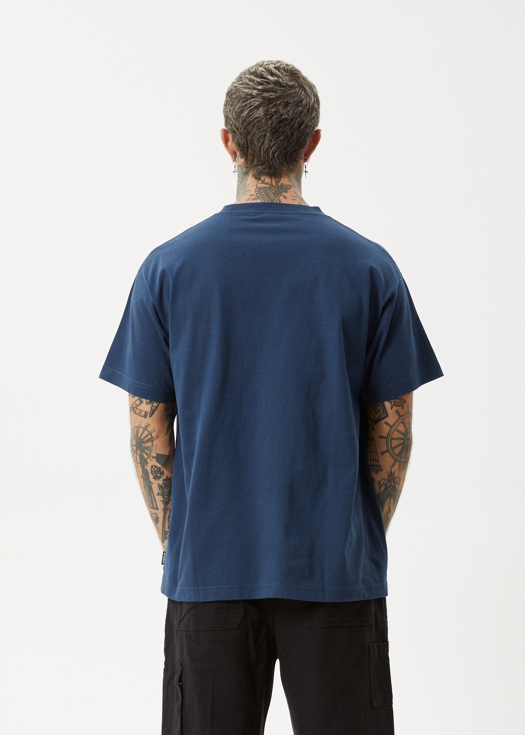 AFENDS Mens Genesis - Heavy Boxy Tee - Navy - Sustainable Clothing - Streetwear