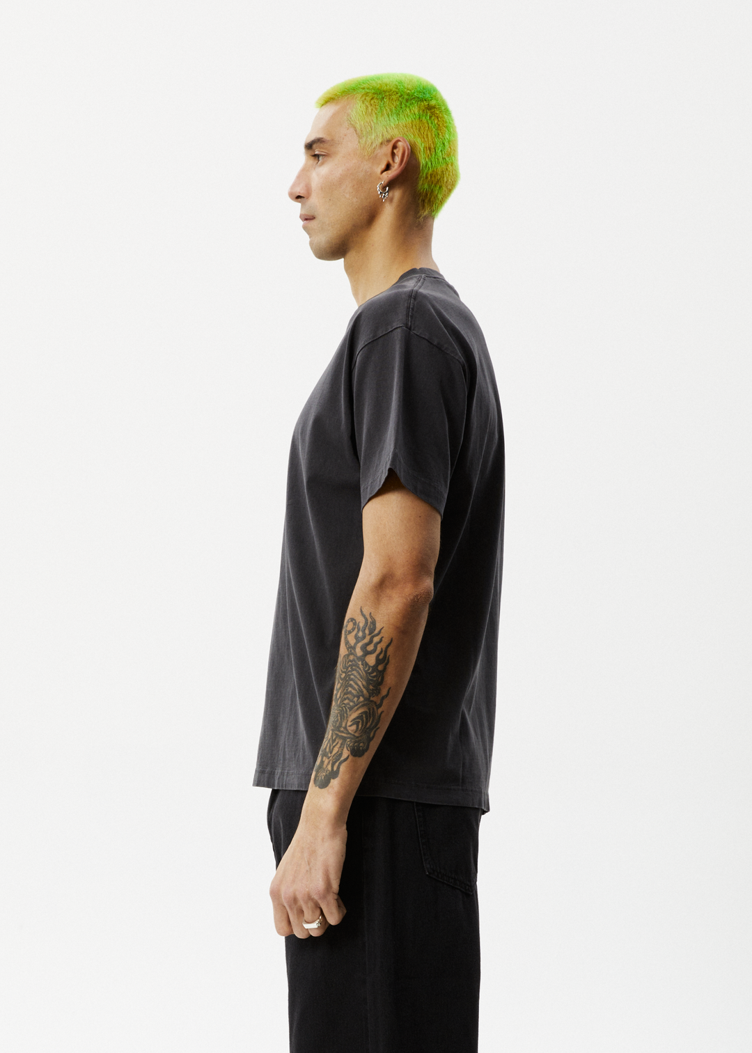 AFENDS Mens Genesis - Heavy Boxy Tee - Stone Black - Sustainable Clothing - Streetwear