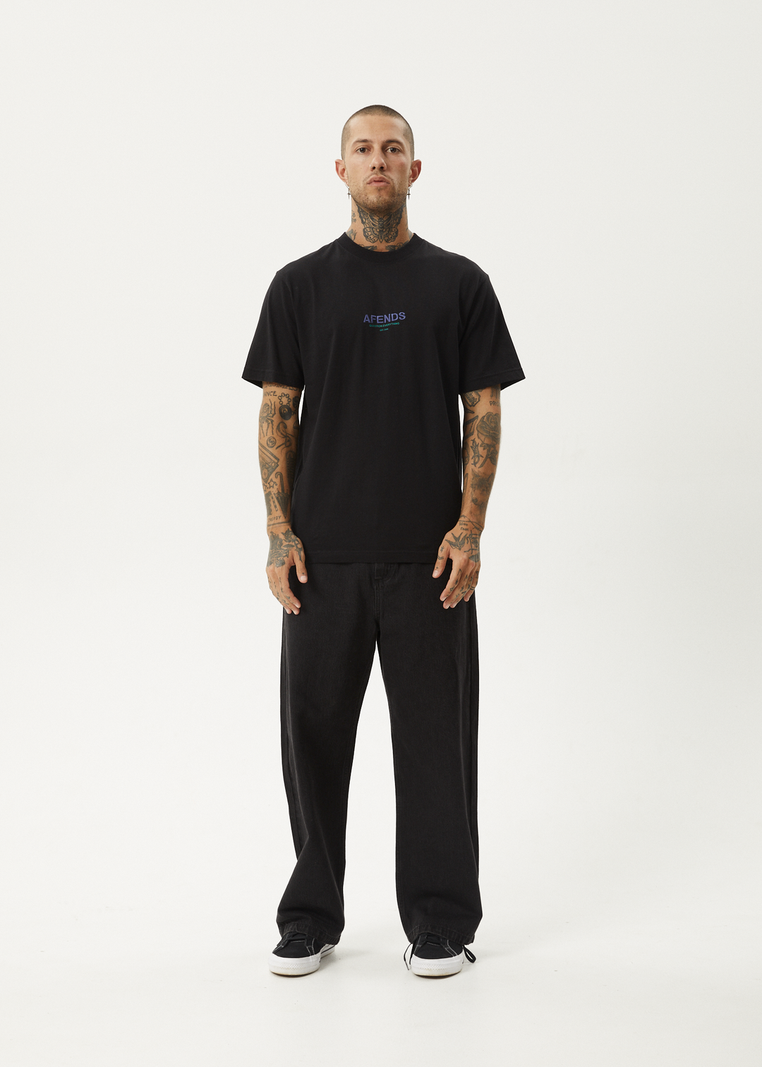 AFENDS Mens Vinyl - Retro Fit Tee - Black - Sustainable Clothing - Streetwear