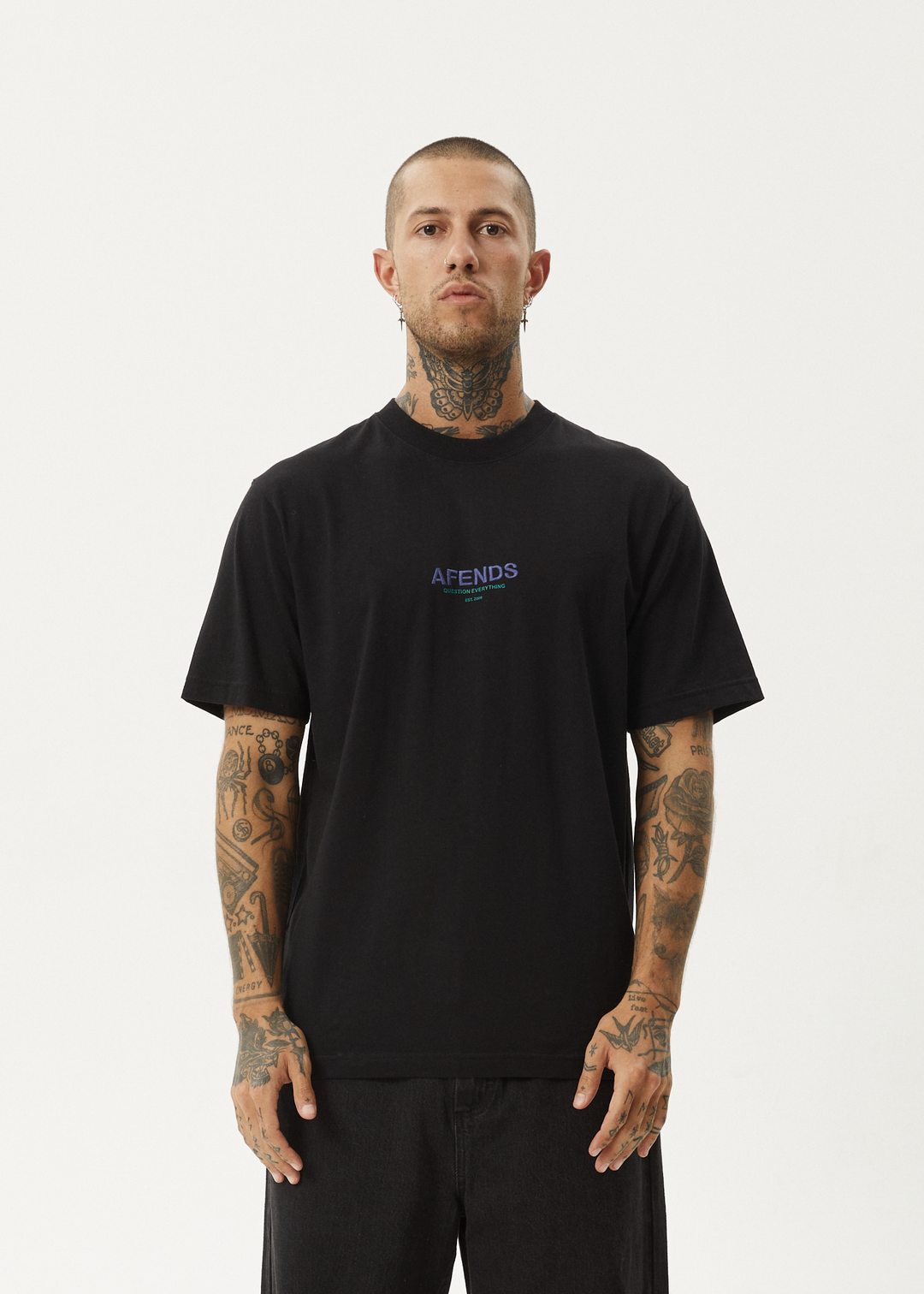 AFENDS Mens Vinyl - Retro Fit Tee - Black - Sustainable Clothing - Streetwear