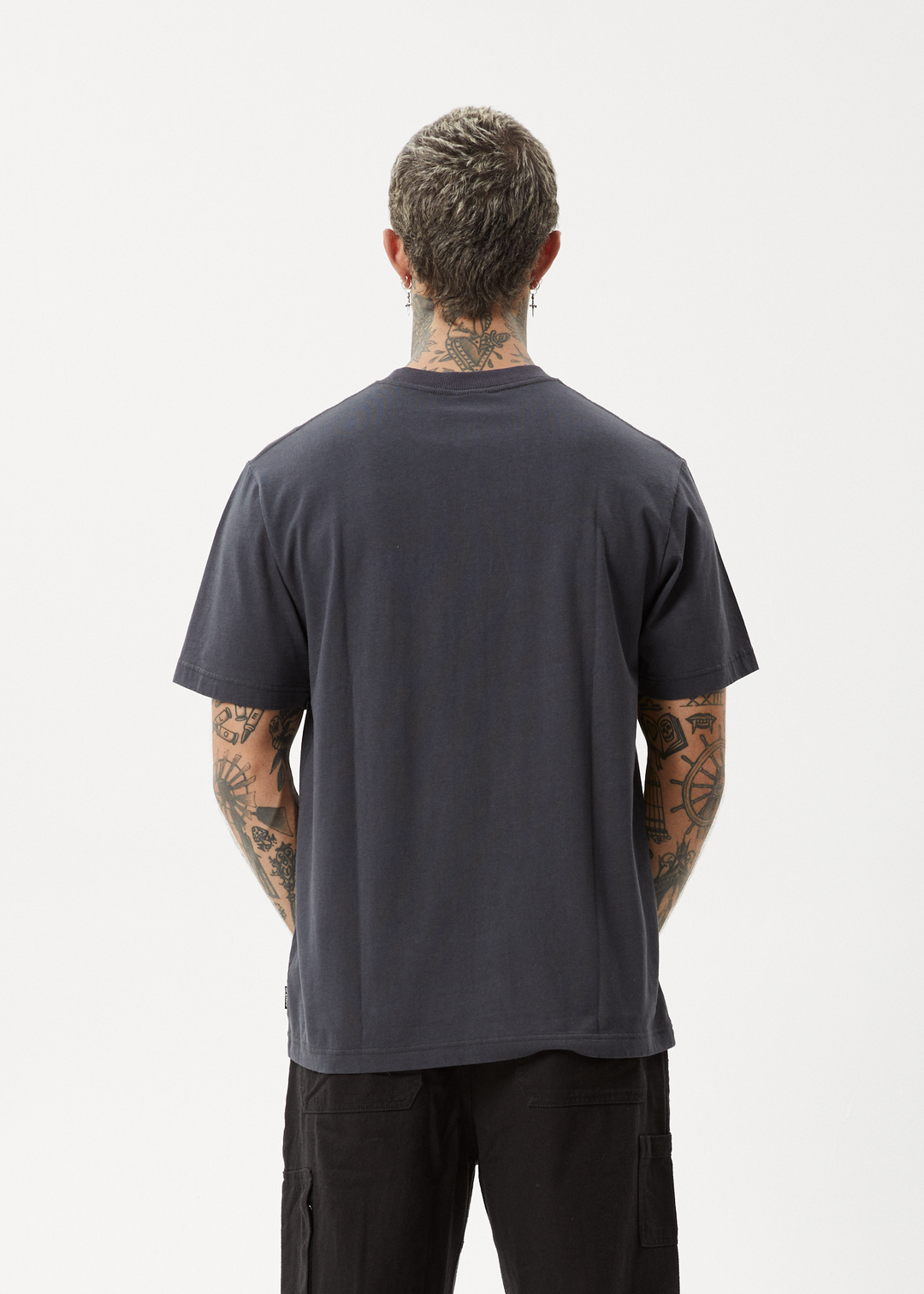 AFENDS Mens Vinyl - Retro Fit Tee - Charcoal - Sustainable Clothing - Streetwear