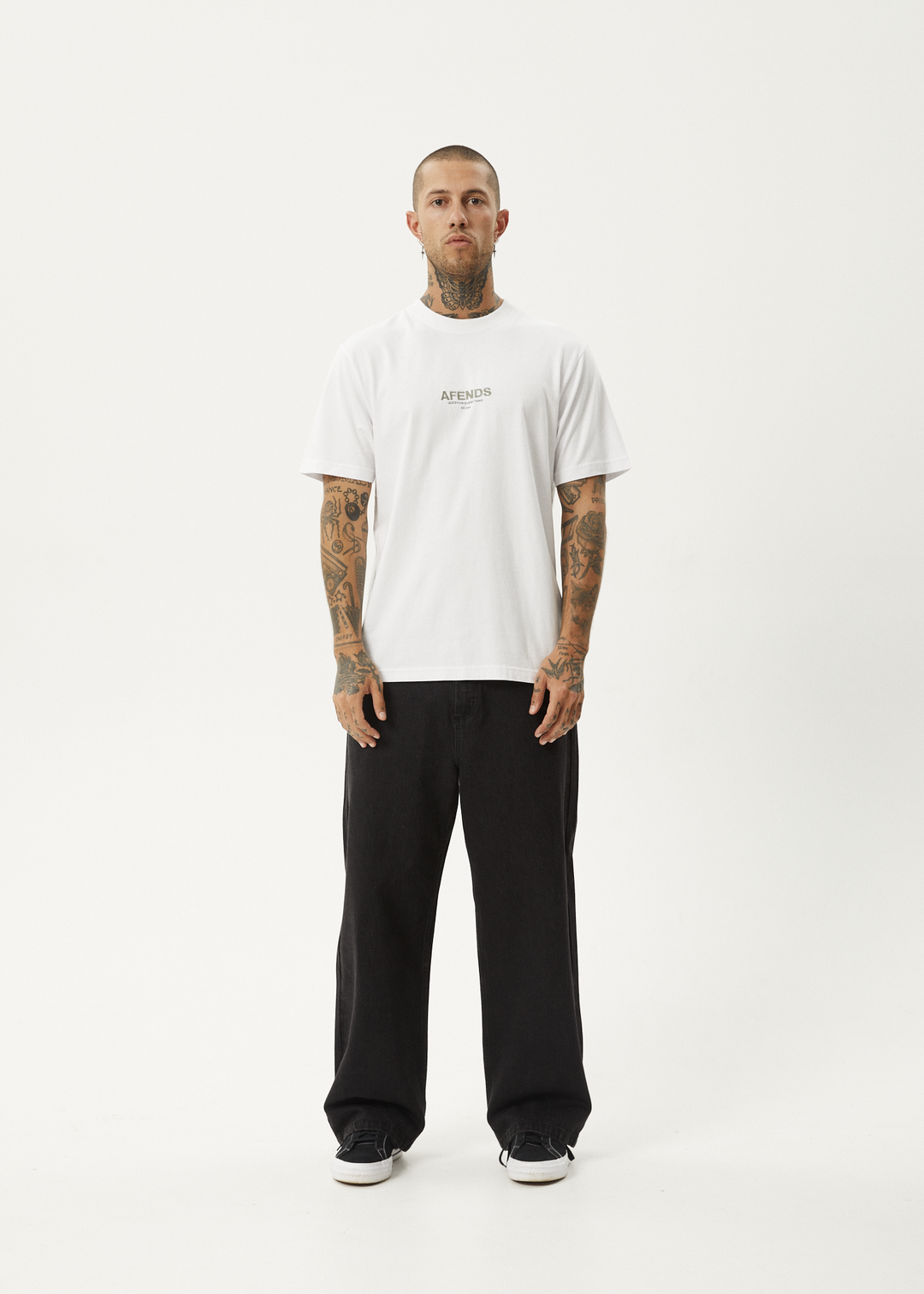 AFENDS Mens Vinyl - Retro Fit Tee - White - Sustainable Clothing - Streetwear