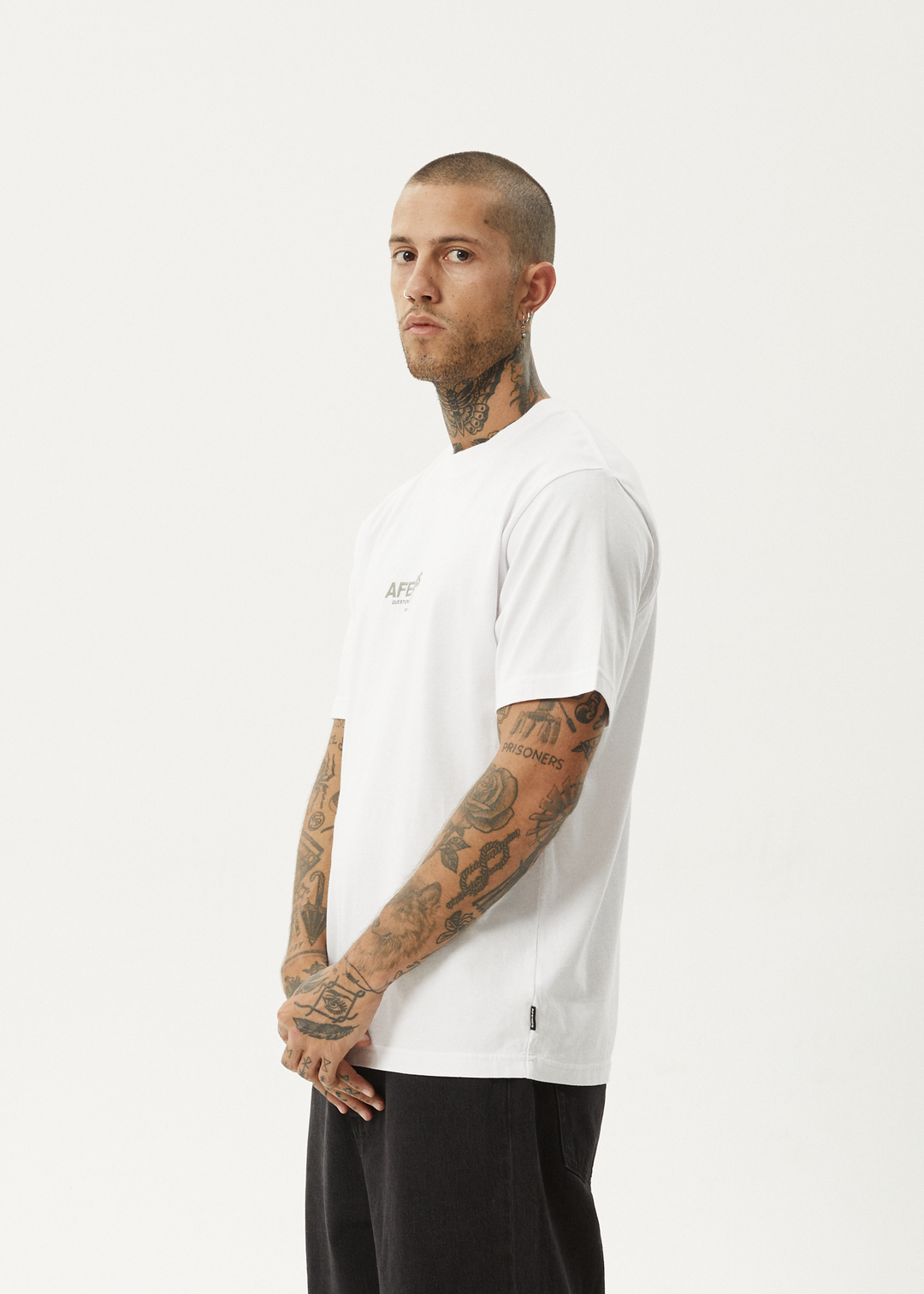 AFENDS Mens Vinyl - Retro Fit Tee - White - Sustainable Clothing - Streetwear