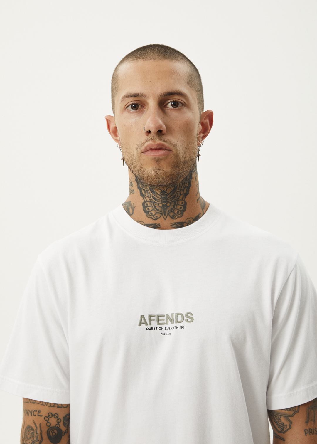 AFENDS Mens Vinyl - Retro Fit Tee - White - Sustainable Clothing - Streetwear