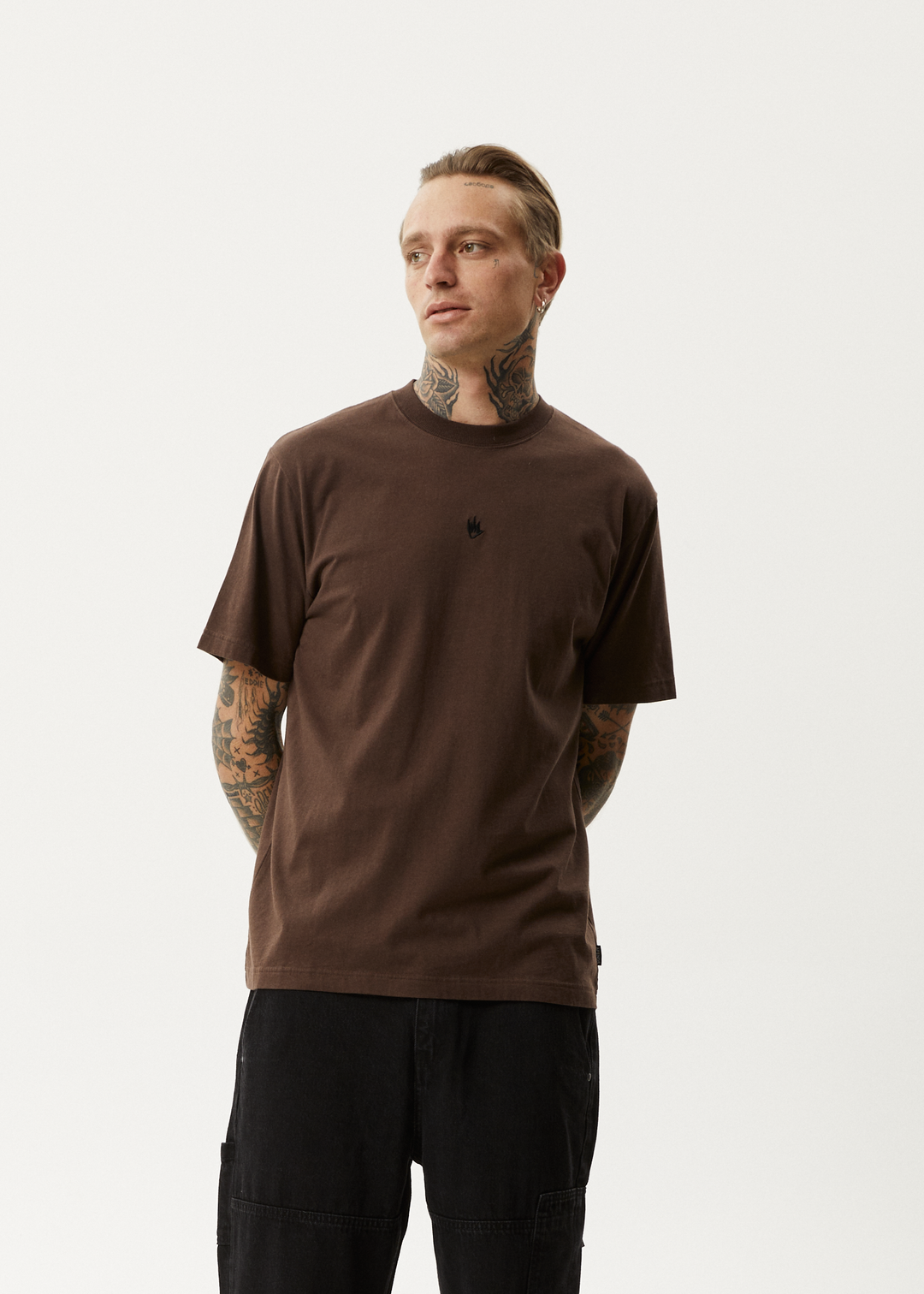 AFENDS Mens Flame - Recycled Retro T-Shirt - Coffee - Sustainable Clothing - Streetwear