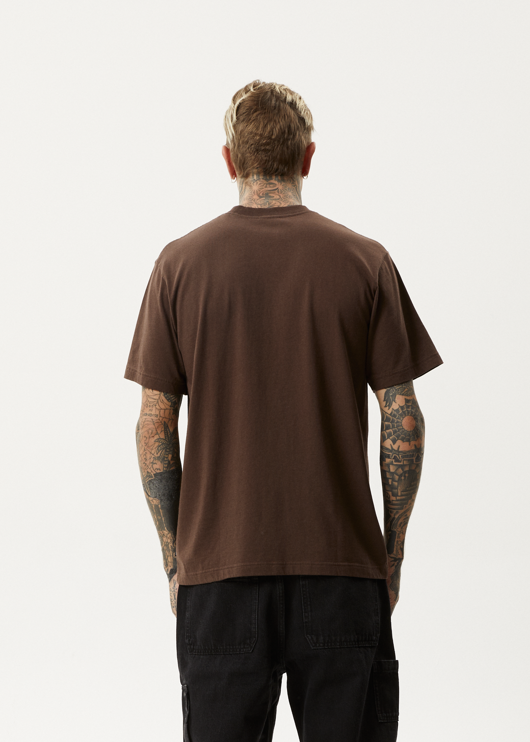 AFENDS Mens Flame - Recycled Retro T-Shirt - Coffee - Sustainable Clothing - Streetwear