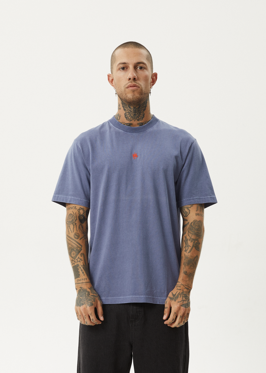 AFENDS Mens Flame - Retro Fit Tee - Washed Marlin - Sustainable Clothing - Streetwear