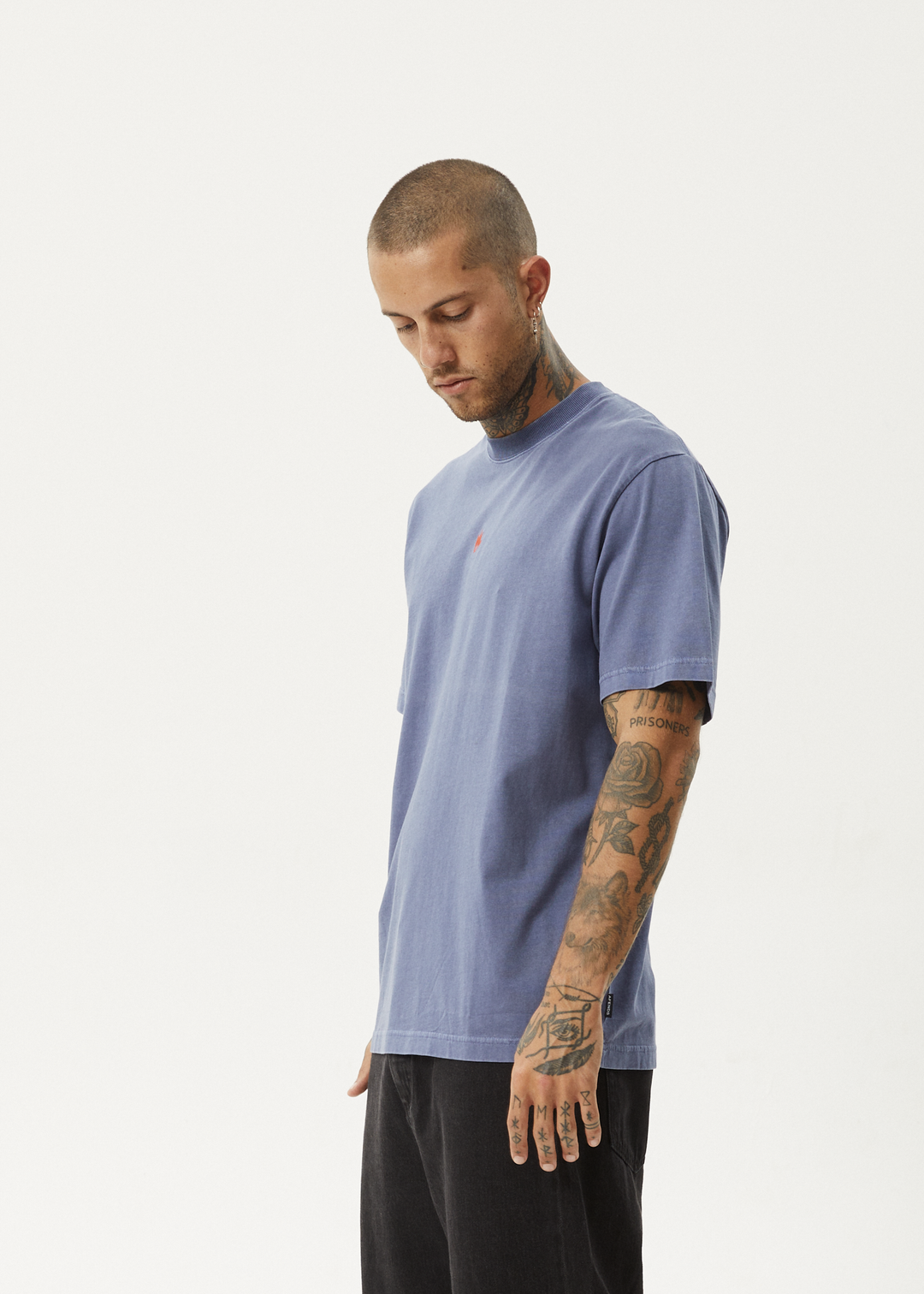 AFENDS Mens Flame - Retro Fit Tee - Washed Marlin - Sustainable Clothing - Streetwear