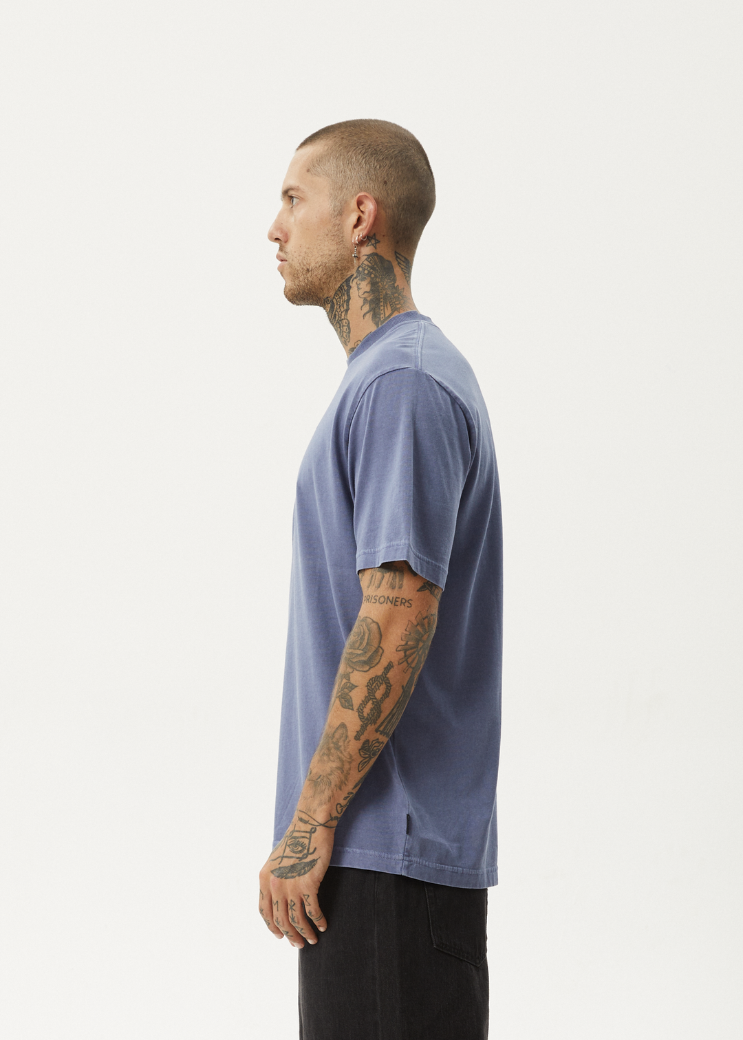 AFENDS Mens Flame - Retro Fit Tee - Washed Marlin - Sustainable Clothing - Streetwear