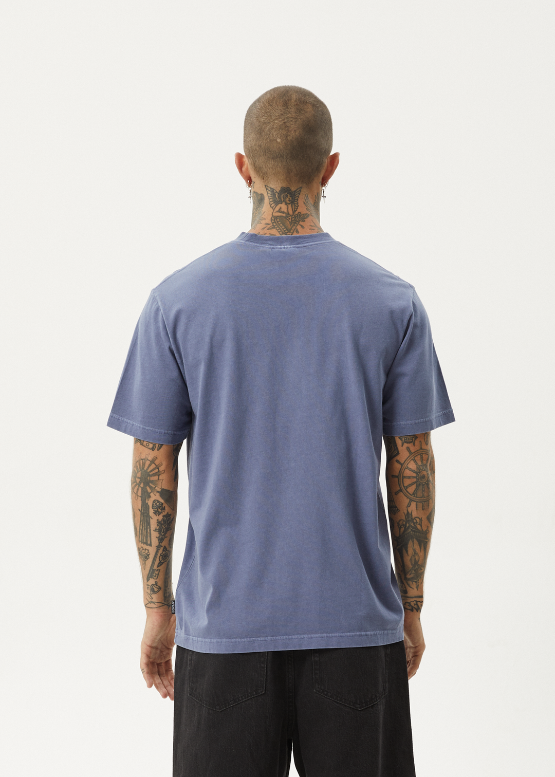 AFENDS Mens Flame - Retro Fit Tee - Washed Marlin - Sustainable Clothing - Streetwear