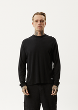 AFENDS Mens Essential - Hemp Long Sleeve T-Shirt - Black - Afends mens essential   hemp long sleeve t shirt   black