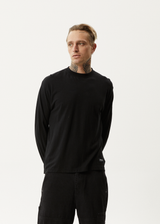 AFENDS Mens Essential - Hemp Long Sleeve T-Shirt - Black - Afends mens essential   hemp long sleeve t shirt   black