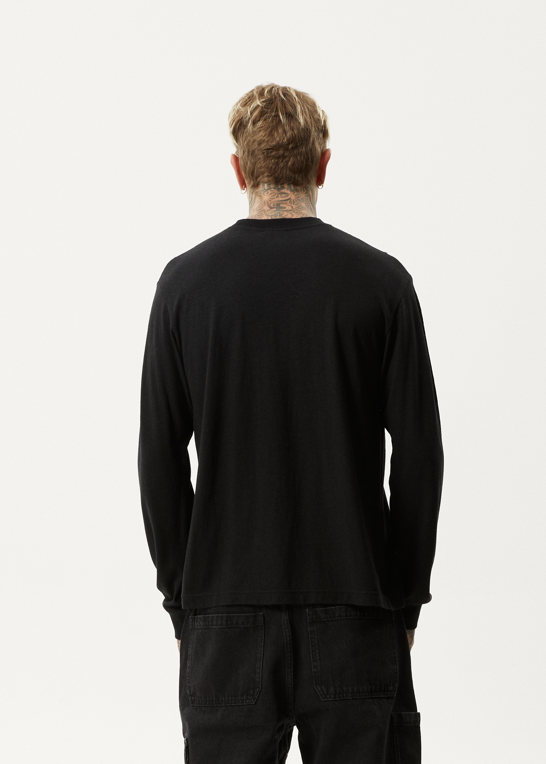 Afends Mens Essential - Hemp Retro Long Sleeve T-Shirt - Black - Sustainable Clothing - Streetwear