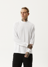 AFENDS Mens Essential - Hemp Long Sleeve T-Shirt - White - Afends mens essential   hemp long sleeve t shirt   white