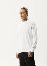 AFENDS Mens Essential - Hemp Long Sleeve T-Shirt - White - Afends mens essential   hemp long sleeve t shirt   white