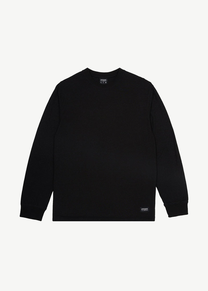 AFENDS Mens Essential - Hemp Long Sleeve T-Shirt - Black