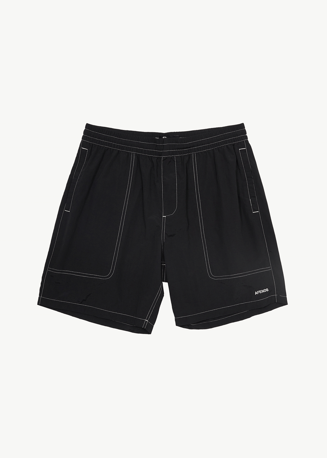 AFENDS Mens Baywatch - Swim Shorts 18" - Black - Sustainable Clothing - Streetwear