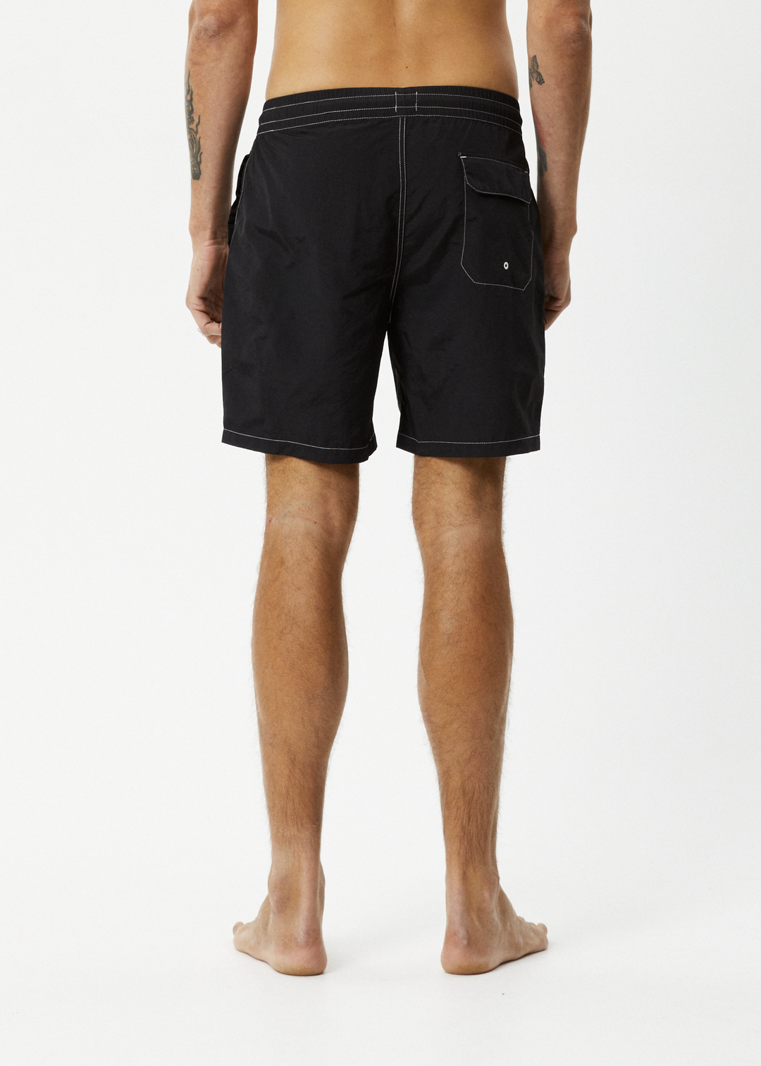 AFENDS Mens Baywatch - Swim Shorts 18" - Black - Sustainable Clothing - Streetwear