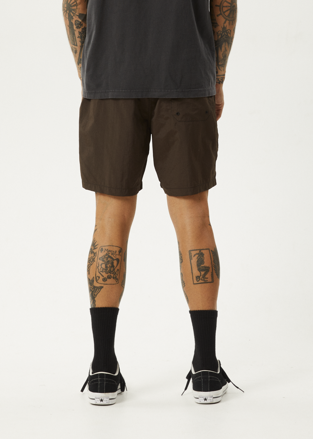 AFENDS Mens Baywatch - Swim Shorts 18" - Coffee - Sustainable Clothing - Streetwear