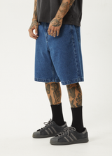 AFENDS Mens Lil C - Denim Baggy Short 22