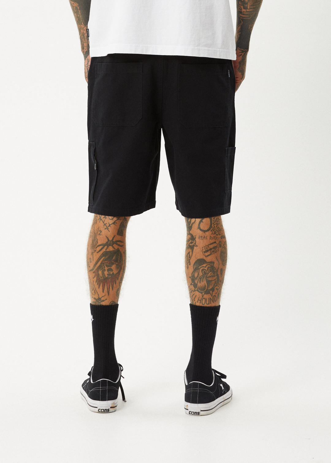 AFENDS Mens Harper - Canvas Carpenter Shorts 22" - Black - Sustainable Clothing - Streetwear