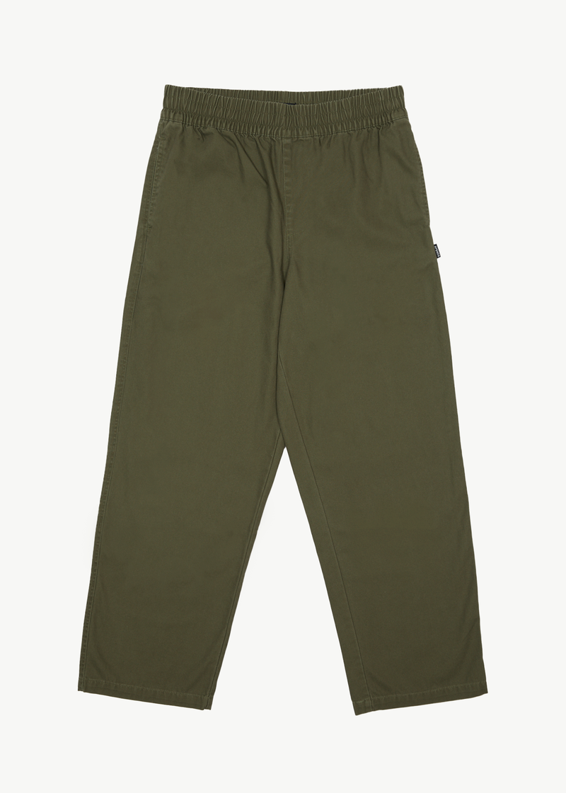 AFENDS Mens Ninety Eights - Recycled Elastic Waist Pant - Military