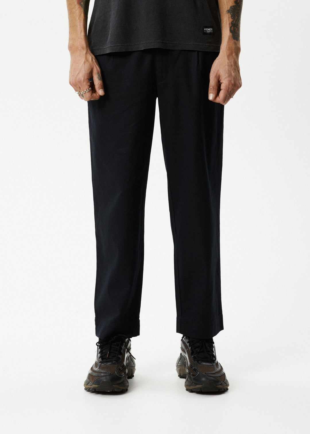 AFENDS Mens Mixed Business - Suit Pants - Black - Sustainable Clothing - Streetwear