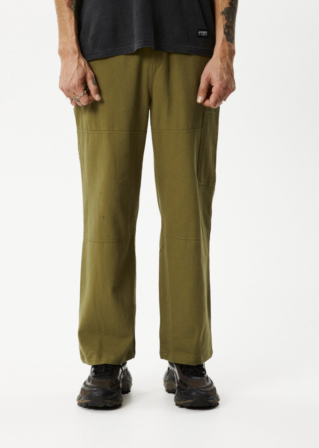 AFENDS Mens Richmond - Recycled Carpenter Pant - Military - Sustainable Clothing - Streetwear