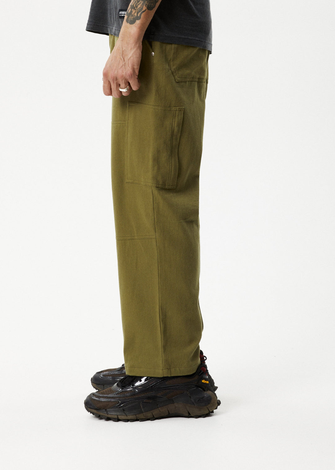 AFENDS Mens Richmond - Recycled Carpenter Pant - Military - Sustainable Clothing - Streetwear