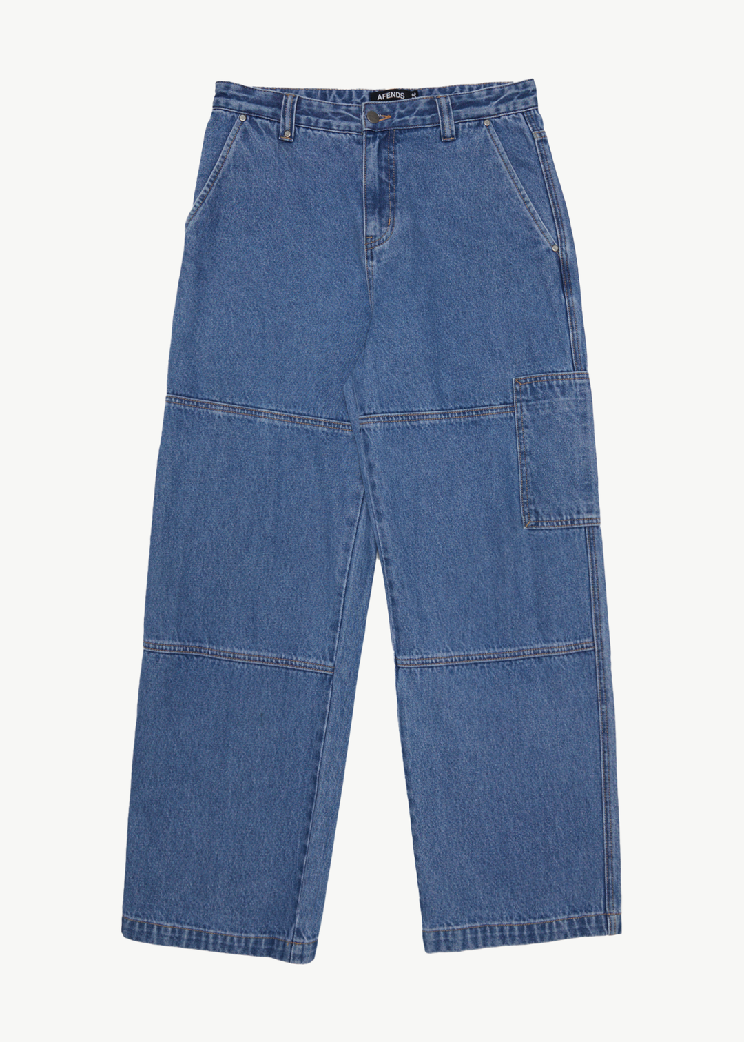 AFENDS Mens Richmond - Denim Workwear Jean - Worn Blue - Sustainable Clothing - Streetwear