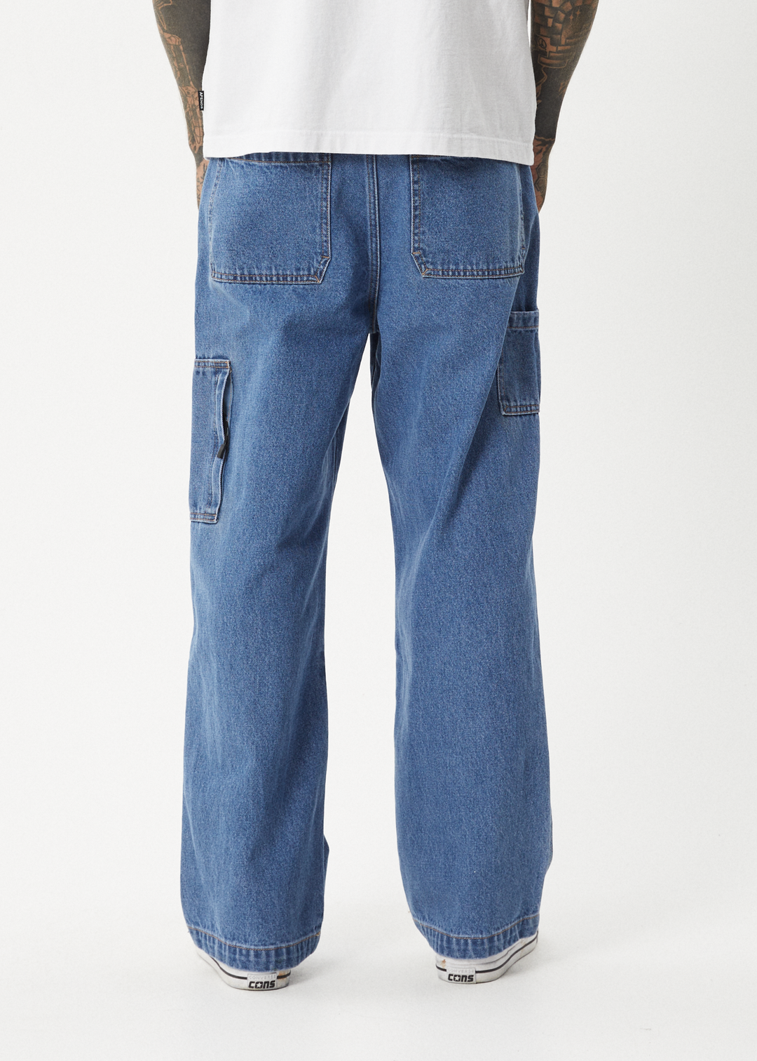 AFENDS Mens Richmond - Denim Workwear Jean - Worn Blue - Sustainable Clothing - Streetwear