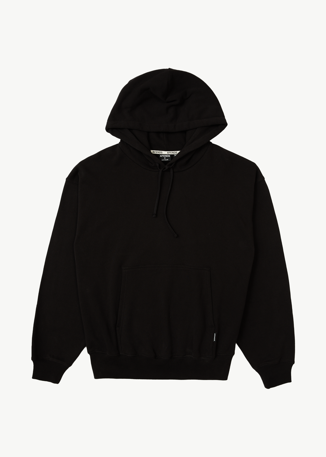 AFENDS Mens Genesis - Boxy Pull On Hood - Black - Sustainable Clothing - Streetwear