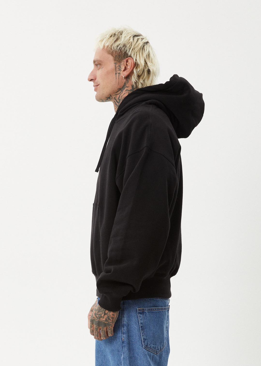 AFENDS Mens Genesis - Boxy Pull On Hood - Black - Sustainable Clothing - Streetwear