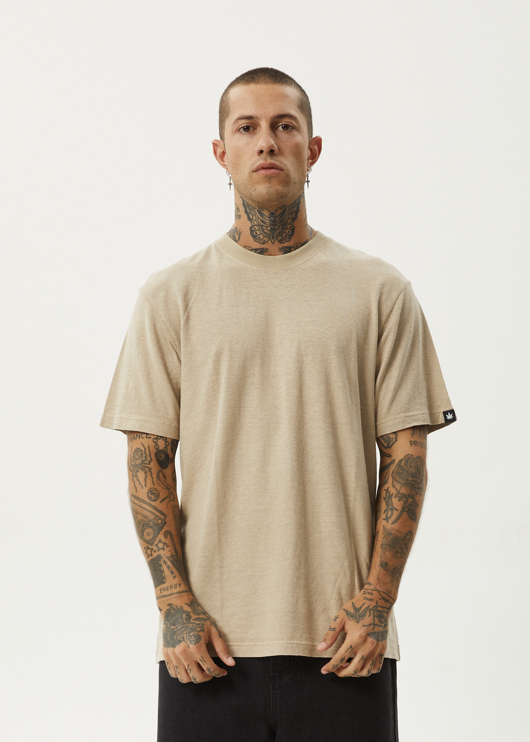 AFENDS Mens Classic - Retro Fit Tee - Taupe - Sustainable Clothing - Streetwear