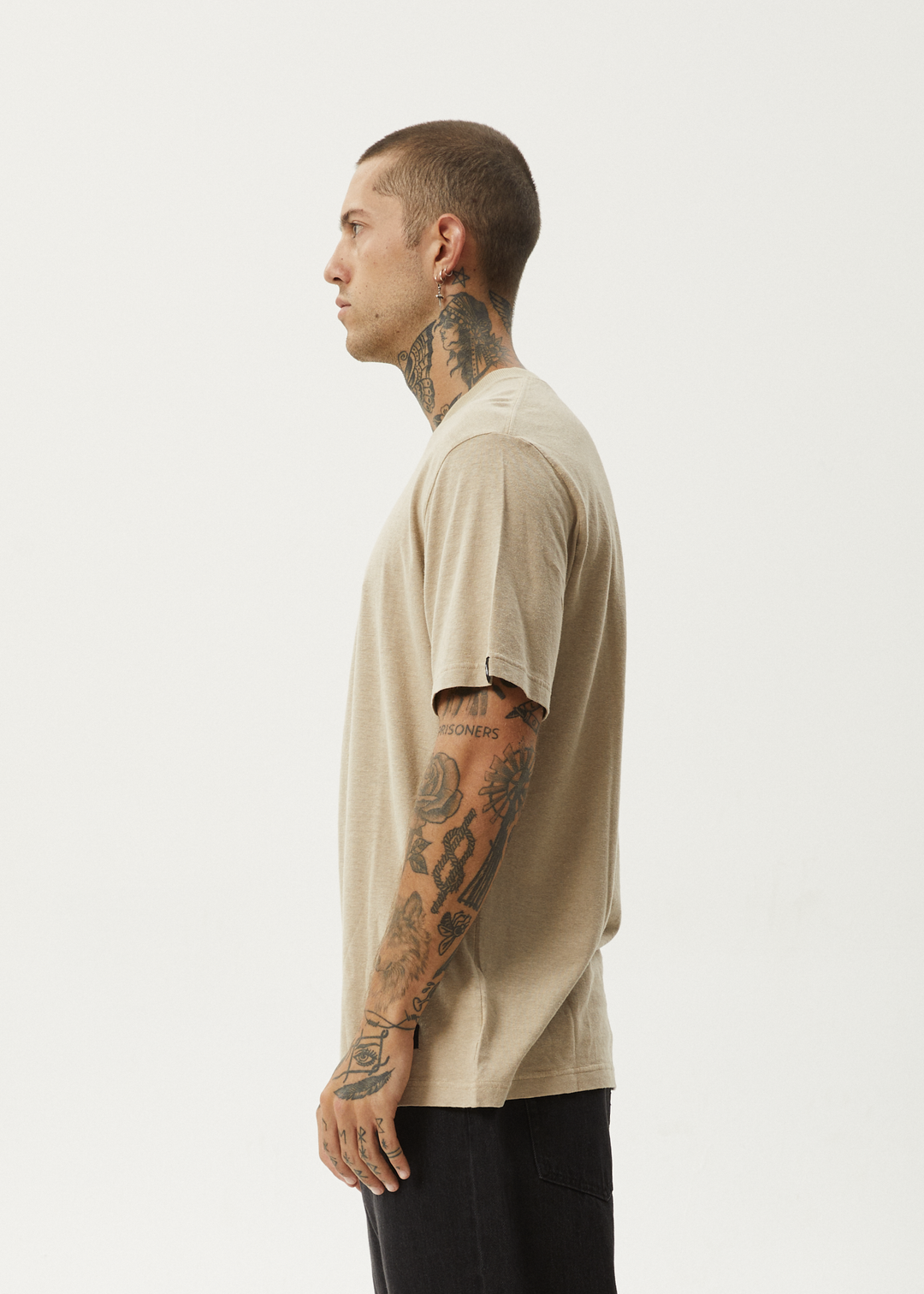 AFENDS Mens Classic - Retro Fit Tee - Taupe - Sustainable Clothing - Streetwear