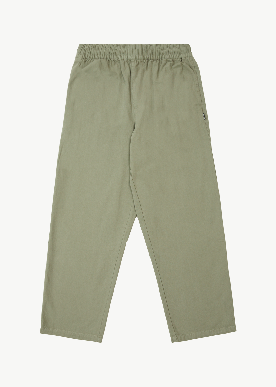 AFENDS Mens Ninety Eights - Baggy Elastic Waist Pants - Olive - Sustainable Clothing - Streetwear