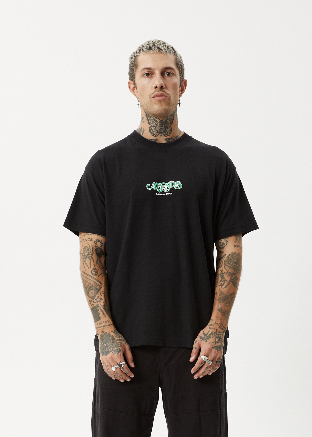 AFENDS Mens Break Through - Boxy T-Shirt - Black - Sustainable Clothing - Streetwear