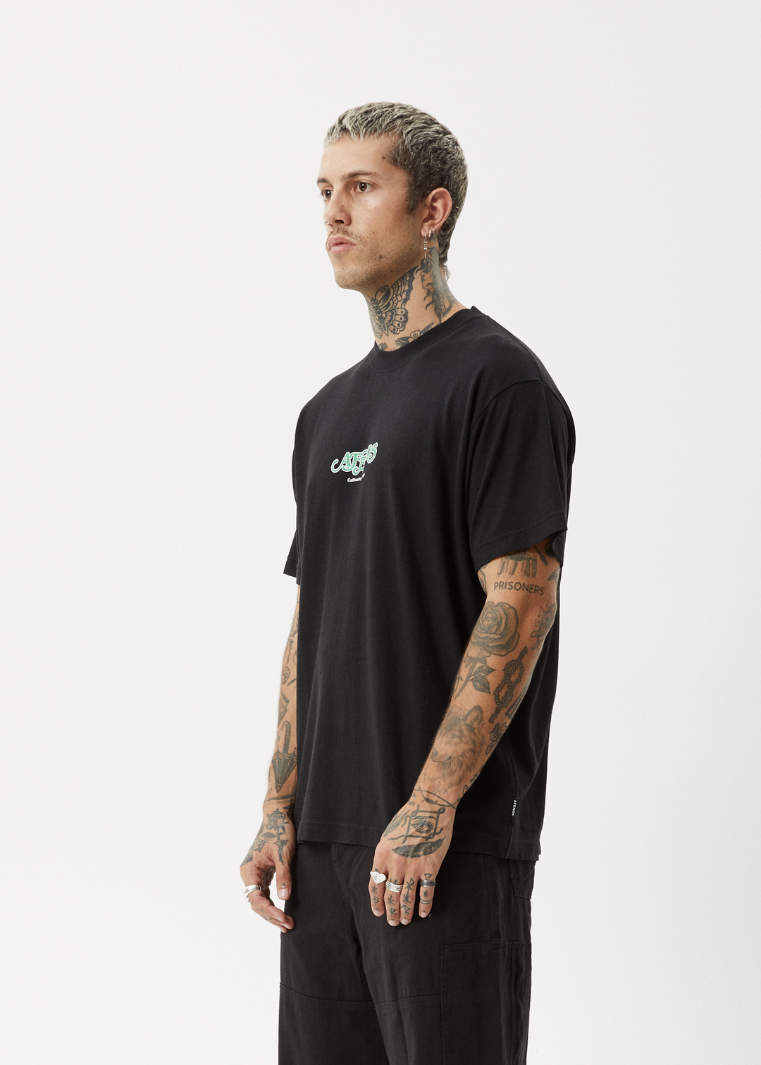 AFENDS Mens Break Through - Boxy T-Shirt - Black - Sustainable Clothing - Streetwear