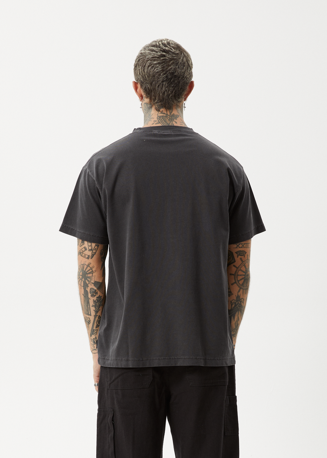 AFENDS Mens Return - Boxy T-Shirt - Stone Black - Sustainable Clothing - Streetwear