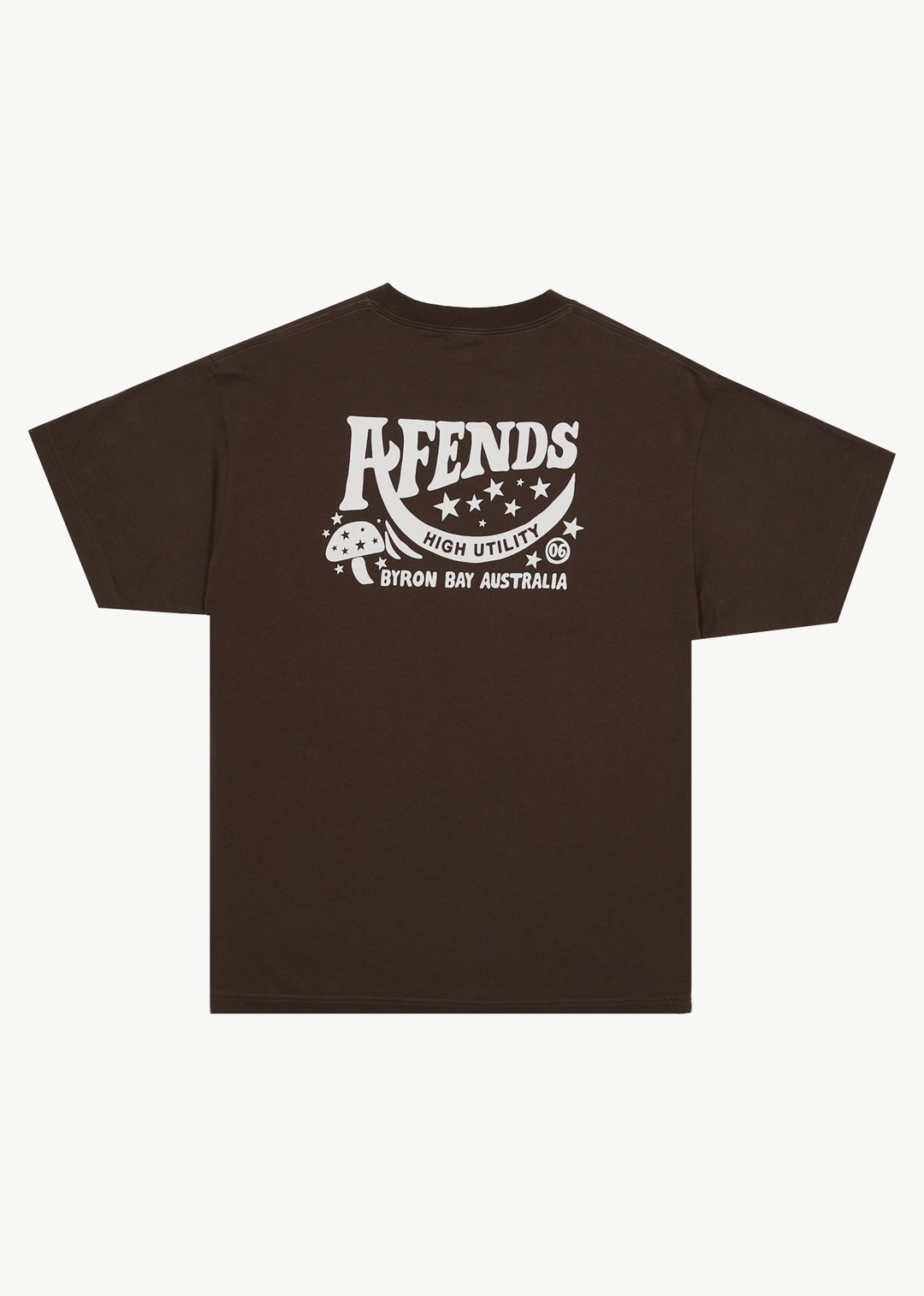 AFENDS Mens High Utility - Boxy T-Shirt - Coffee - Sustainable Clothing - Streetwear