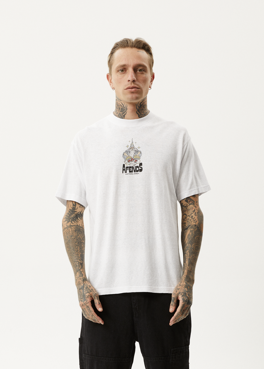 AFENDS Mens Magic Wizzo - Boxy T-Shirt - White - Sustainable Clothing - Streetwear