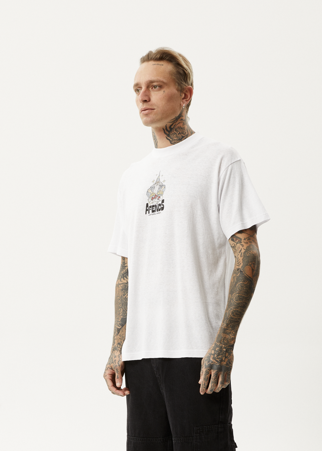 AFENDS Mens Magic Wizzo - Boxy T-Shirt - White - Sustainable Clothing - Streetwear