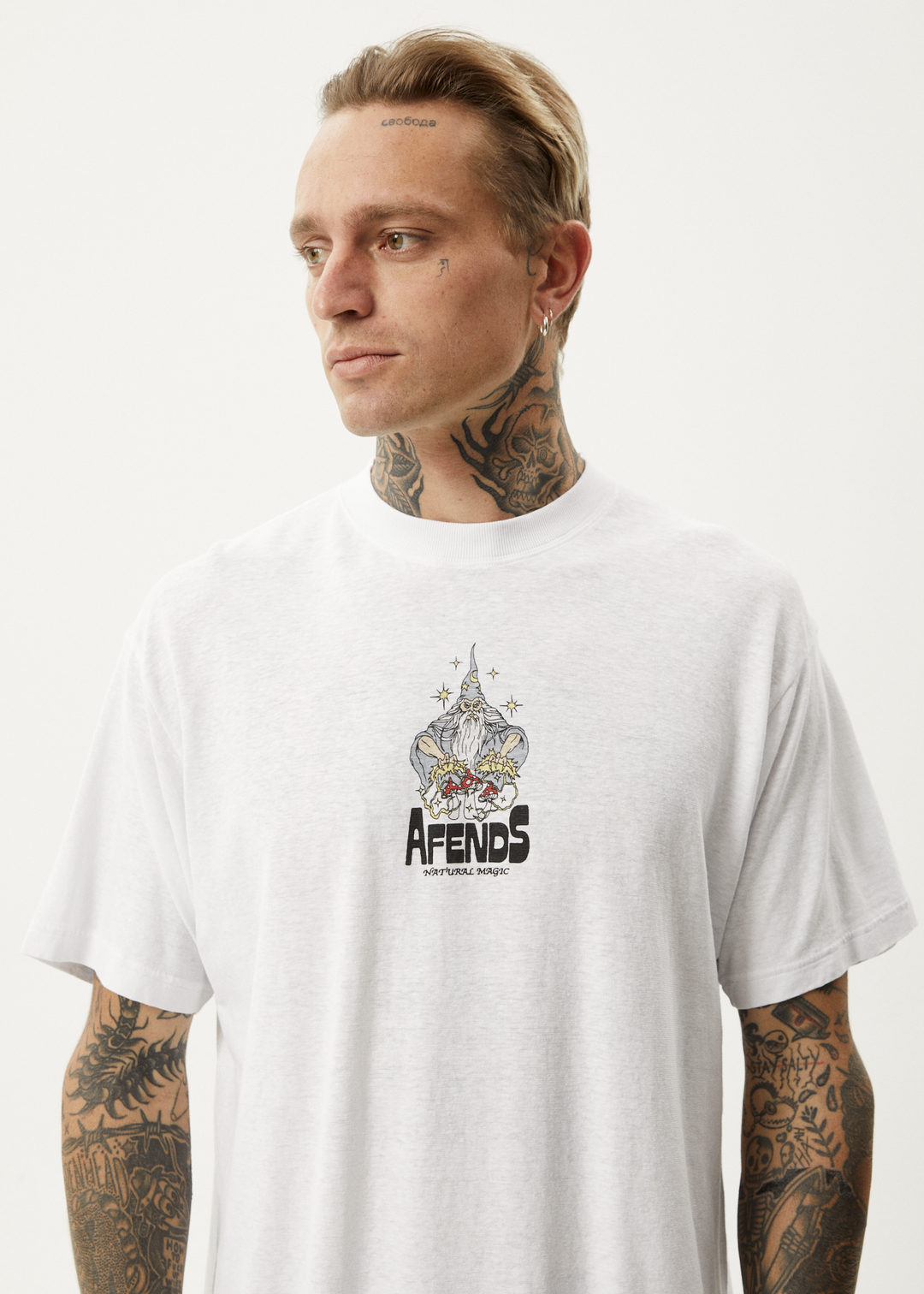 AFENDS Mens Magic Wizzo - Boxy T-Shirt - White - Sustainable Clothing - Streetwear