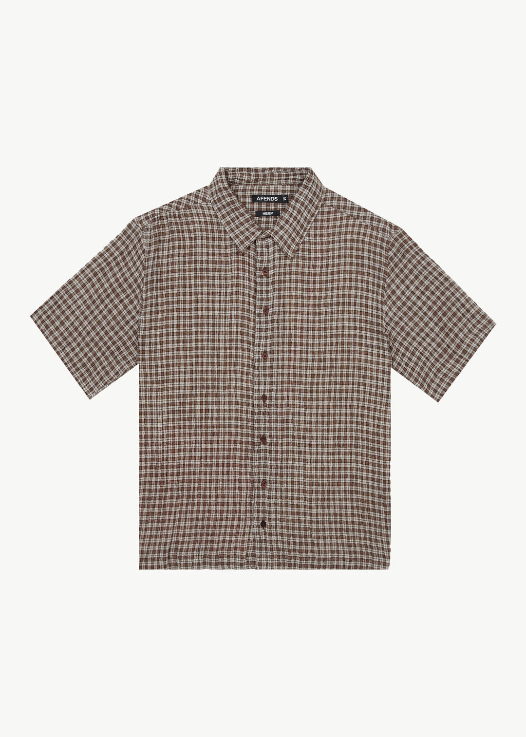 AFENDS Mens Base - Short Sleeve Shirt - Coffee Check - Sustainable Clothing - Streetwear