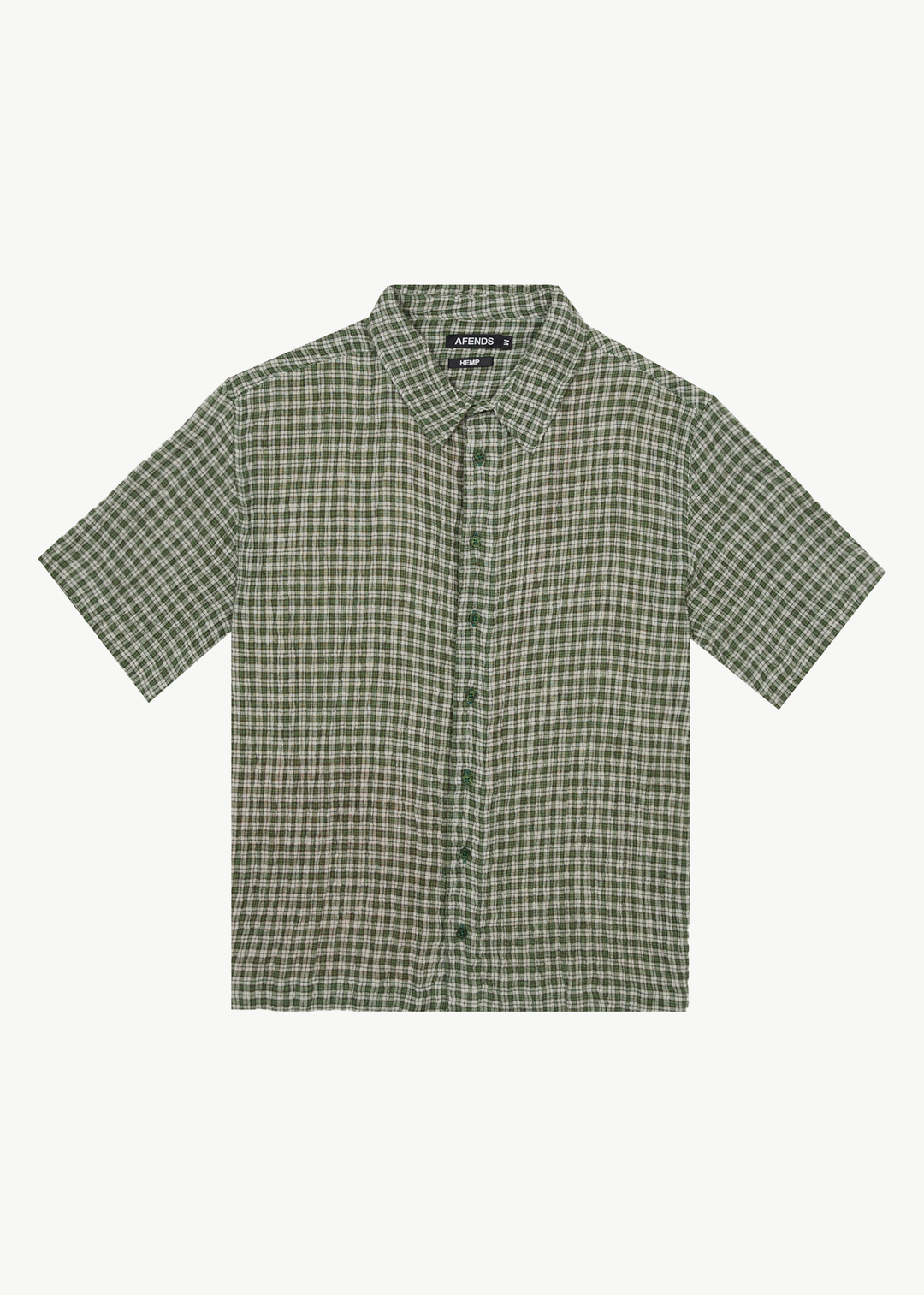 AFENDS Mens Base - Short Sleeve Shirt - Deep Green Check - Sustainable Clothing - Streetwear