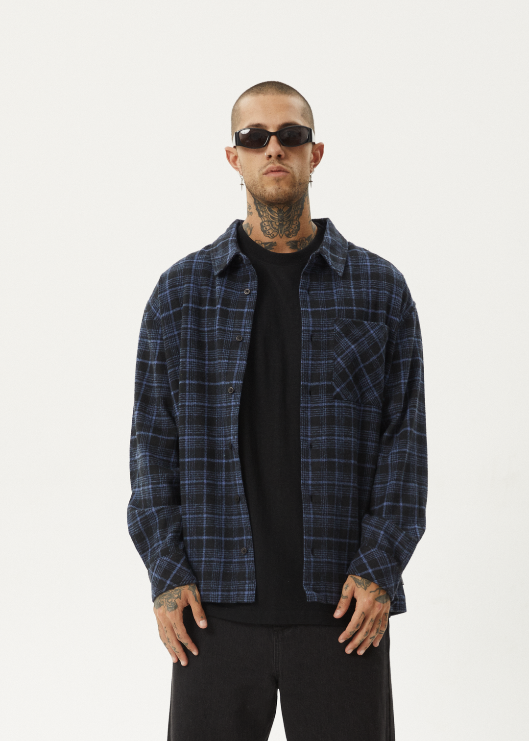 AFENDS Mens Questions - Flannel Shirt - Dusk Check - Sustainable Clothing - Streetwear